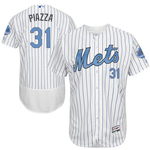 Mets #31 Mike Piazza White(Blue Strip) Flexbase Authentic Collection Father's Day Stitched MLB Jersey